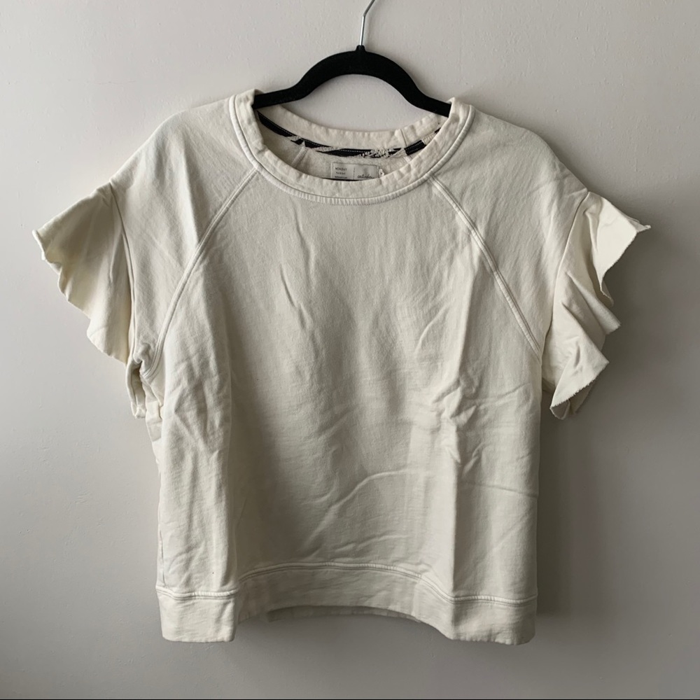 Anthro Saturday Sunday Ruffle Sleeve Sweatshirt, M